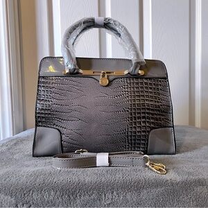 *BRAND NEW* Grey Leather hand bag Crocodile texture
